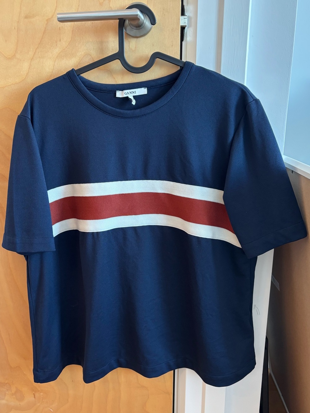 Ganni - Navy and Orange Dubois Polo - Large